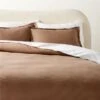Valencea Organic Cotton Ribbed Cocoa Duvet Cover And Pillow Shams