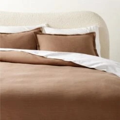 Valencea Organic Cotton Ribbed Cocoa Duvet Cover And Pillow Shams