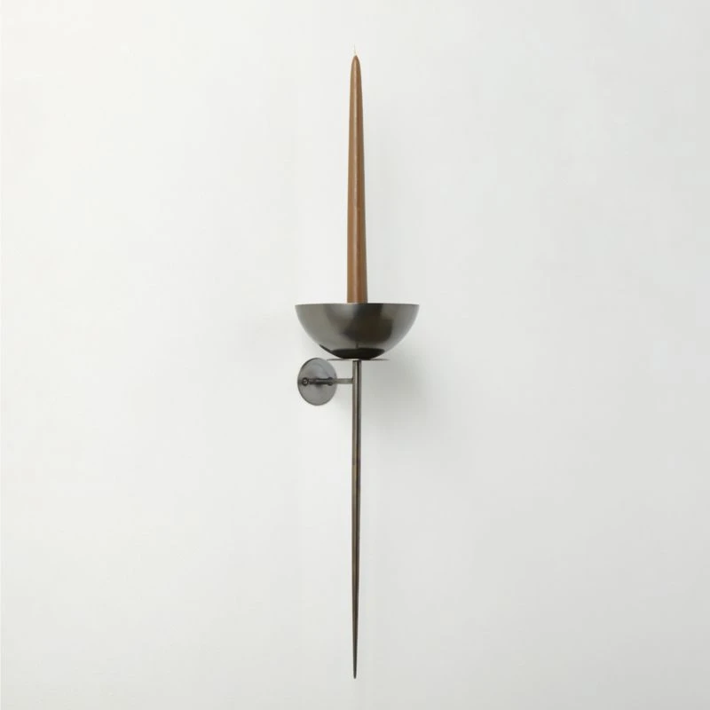 Vela Blackened Brass Wall Sconce Taper Candle Holder 1 Vela Blackened Brass Wall Sconce Taper Candle Holder