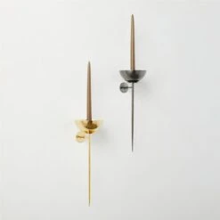 Vela Blackened Brass Wall Sconce Taper Candle Holder 7 Vela Blackened Brass Wall Sconce Taper Candle Holder -Optimal Furniture Store VelaUnldCandleSconceGrpFHS23