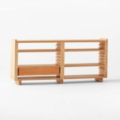 Ventura White Oak Console Table -Optimal Furniture Store VenturaNtchdShrtBkshlf3QBSSS22