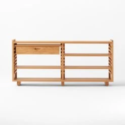 Ventura White Oak Console Table -Optimal Furniture Store VenturaNtchdShrtBkshlfAV3SSS22