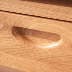 Ventura White Oak Console Table -Optimal Furniture Store VenturaNtchdShrtBkshlfAV4SSS22