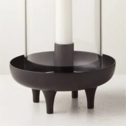 Vetro Matte Black Stainless Steel And Glass Hurricane Candle Holder -Optimal Furniture Store VetroMttSSBlkTaperHrrcnAV2SHF22