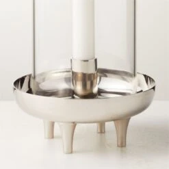Vetro Polished Stainless Steel And Glass Hurricane Candle Holder -Optimal Furniture Store VetroSSTaperHrrcnAV2SHF22