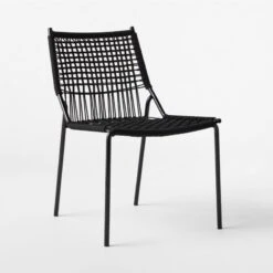 Virve Black Rope Outdoor Dining Chair Set Of 4 -Optimal Furniture Store VirveBkSSDnngChairBkRp3QSSS22