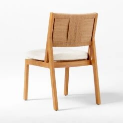 Roc Teak And Rattan Outdoor Dining Chair With Ivory Sunbrella® Cushion 13 Roc Teak And Rattan Outdoor Dining Chair With Ivory Sunbrella® Cushion -Optimal Furniture Store VitetArmlessDiningChair3QBSSS23