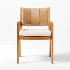 Roc Teak And Rattan Outdoor Dining Armchair With Ivory Sunbrella® Cushion -Optimal Furniture Store VitetDiningArmchairSOSSS23