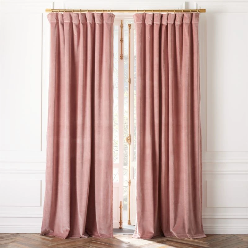 Orchid Mauve Organic Cotton Velvet Window Curtain Panel 48"x84'' 1 Orchid Mauve Organic Cotton Velvet Window Curtain Panel 48"x84''