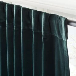 Dark Green Organic Cotton Velvet Window Curtain Panel 48"x84'' -Optimal Furniture Store VlvtDkGnOrgCtnCrtn96PnlAV3SHF23