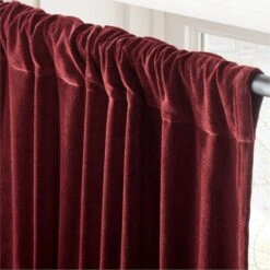 Red Organic Cotton Velvet Window Curtain Panel 48"x84'' -Optimal Furniture Store VlvtRedOrgCtnCrtn96PnlAV2SHF23