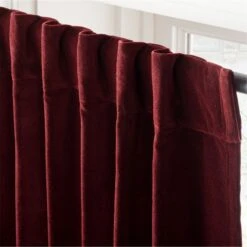 Red Organic Cotton Velvet Window Curtain Panel 48"x84'' -Optimal Furniture Store VlvtRedOrgCtnCrtn96PnlAV3SHF23