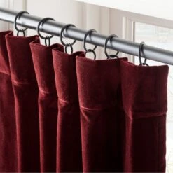 Red Organic Cotton Velvet Window Curtain Panel 48"x84'' -Optimal Furniture Store VlvtRedOrgCtnCrtn96PnlAVSHF23