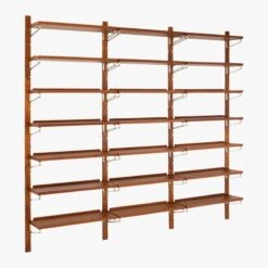 Walnut Modular Triple Shelf 88" -Optimal Furniture Store WalnutMod88TripleShelf3QF18