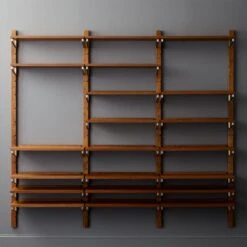 Walnut Modular Triple Shelf 88" -Optimal Furniture Store WalnutMod88TripleShelfRO5F18