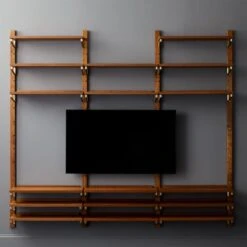 Walnut Modular Triple Shelf 88" -Optimal Furniture Store WalnutMod88TripleShelfRO6F18