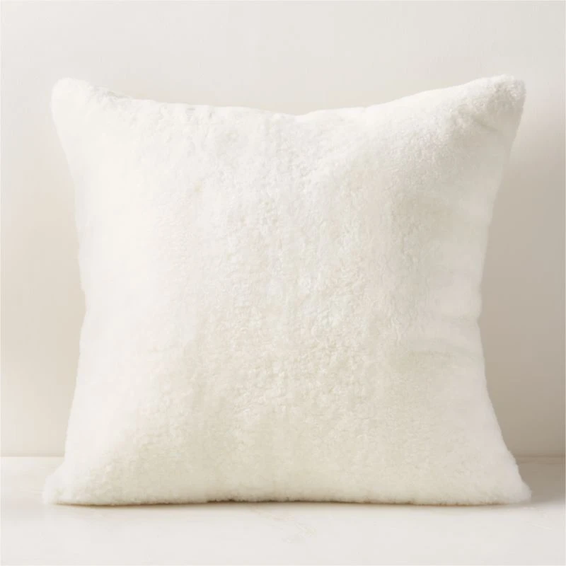 White Shorn Sheepskin Fur Throw Pillow With Down-Alternative Insert 26" 1 White Shorn Sheepskin Fur Throw Pillow With Down-Alternative Insert 26"