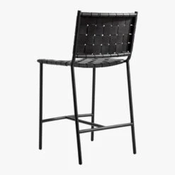 Woven Black Leather Counter Stool -Optimal Furniture Store Woven24inBkLthrCntrStool3QBS19