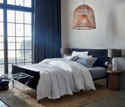 Nassa Woven Bamboo Pendant Light -Optimal Furniture Store WovenBlackSuedeQueenBedJL19 1