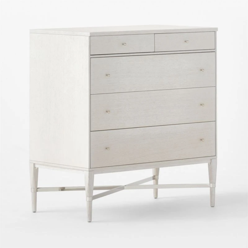 Connoisseur 5-Drawer Whitewashed Oak Wood Dresser Model 1003 4 Connoisseur 5-Drawer Whitewashed Oak Wood Dresser Model 1003 - Image 4