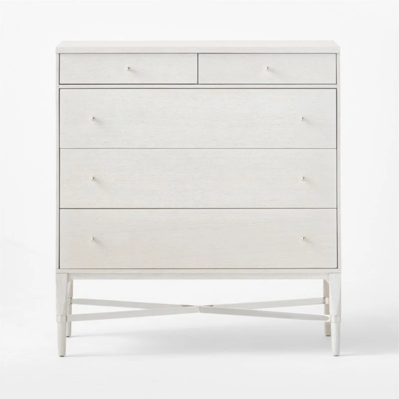 Connoisseur 5-Drawer Whitewashed Oak Wood Dresser Model 1003 3 Connoisseur 5-Drawer Whitewashed Oak Wood Dresser Model 1003 - Image 3
