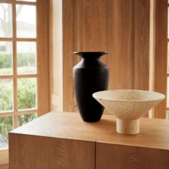 Dune Footed Sandstone Bowl -Optimal Furniture Store YadiraBlackVaseSP21 1x1 1