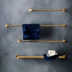 Hex Brushed Brass Towel Bar 18" -Optimal Furniture Store hexgoldtowelbarstraingoldrackJL17