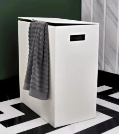 Ivory Shagreen Hamper -Optimal Furniture Store ivoryfauxshagreenhamperAG17