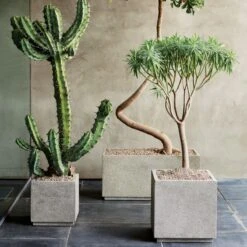 Playa Square Grey Stone Indoor/Outdoor Planter Large -Optimal Furniture Store playagreyplantersOFB18