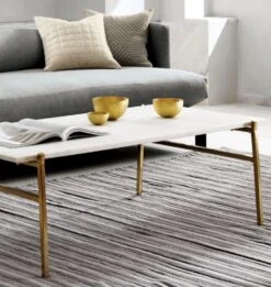 Slab Small Marble Coffee Table With Brass Base -Optimal Furniture Store slabmarblecoffeetableJL17